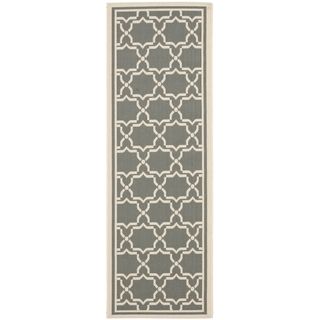 Safavieh Indoor/outdoor Courtyard Anthracite/beige Geometric Rug (23 X 8)