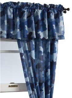 InStyle Home Collection Camouflage 81 by 15 Inch Window Valance, Blue   Window Treatment Valances