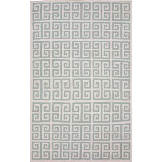 Handmade Flat weave Geometric Labyrinth pattern Blue Rug (2 X 3)