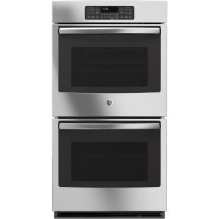 GE Self Cleaning with Steam Double Electric Wall Oven (Stainless Steel) (Common 27 in; Actual 26.7187 in)