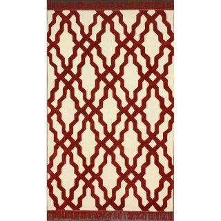 Nuloom Handmade Modern Trellis Tassle Red Cotton Rug (5 X 8)