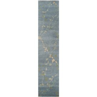Martha Stewart Trellis Blue/ Quartz Wool Rug (23 X 10)