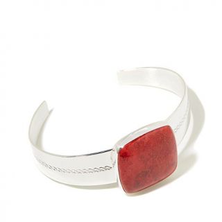 Jay King Square Red Coral Sterling Silver Cuff Bracelet