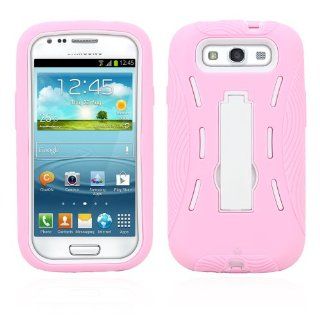 Galaxy S3 Case, MagicMobile� Premium Heavy Duty Hybrid Shockproof Armor Cover Light Pink Silicone Layer and Green Hard Plastic Shell with Kickstand + MagicMobile Charm Cell Phones & Accessories
