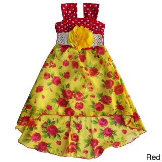 Toddler And Girls Polka Dot And Floral Hi low Dress Set