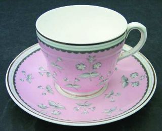 Wedgwood Pimpernel Pink Footed Cup & Saucer Set, Fine China Dinnerware   Pink Ri