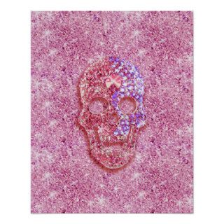 Girly Skull, pink glitter diamond photo print