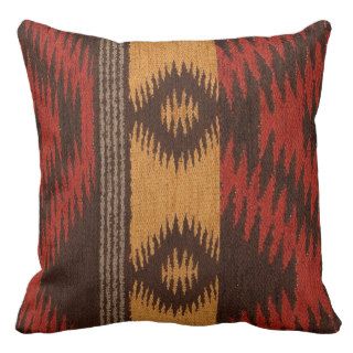 Native American Indian 161, Orange Brown Print Throw Pillow