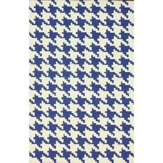 Nuloom Handmade Houndstooth Blue Wool Rug (76 X 96)