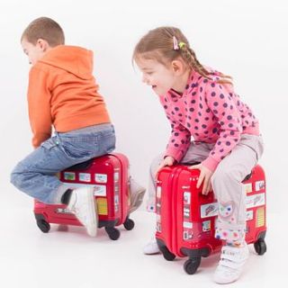 'ride on' london sticker bus trolley case by the cuties and pals