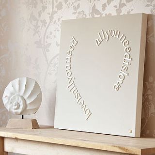 personalised all you need is love canvas by gorgeous graffiti