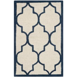 Safavieh Handmade Moroccan Cambridge Ivory/ Navy Wool Rug (3 X 5)