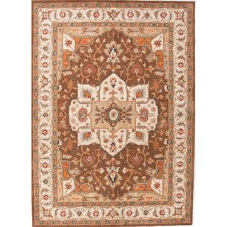 Hand tufted Traditional Oriental Pattern Brown Wool Rug (5 X 8)