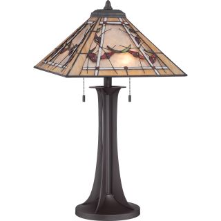 Monteclaire Tiffany Glass Western Bronze Finish 2 light Table Lamp
