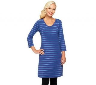 Liz Claiborne New York 3/4 Sleeve Striped Knit Dress —