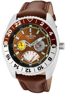 Croton CC311272BRBR  Watches,Mens Genuine Leather Strap Chronograph, Casual Croton Quartz Watches