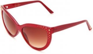 Jessica Simpson Women's J541 CPRD Cat Eye Sunglasses,Chili Pepper Red Frame/Brown Gradient Lens,One Size Clothing