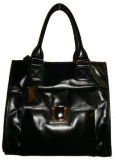 Badgley Mischka Women's Petra Italian Genuine Leather Handbag, Black Top Handle Handbags Shoes