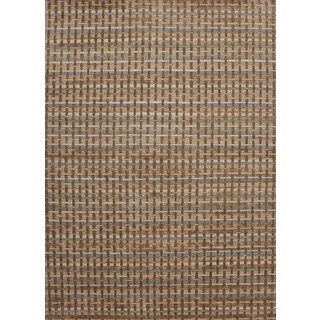Hand knotted Beige/ Brown Geometric Pattern Wool/ Silk Rug (56 X 86)