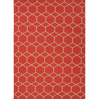 Handmade Flat weave Geometric Pattern Red/ Orange Area Rug (8 X 10)