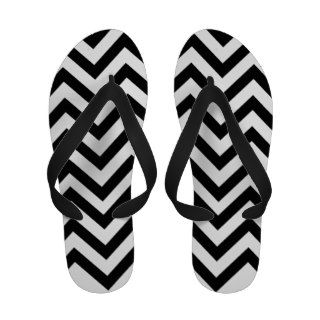 Black and White Chevron Pattern Flip Flops