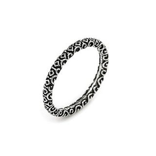 Plutus Partners Sterling Silver Plain Decorated Stackable Ring
