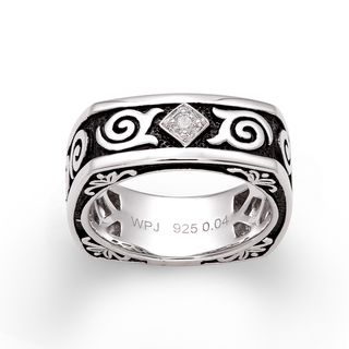 Sterling Silver Diamond Accent Black Antiqued Ring Diamond Rings