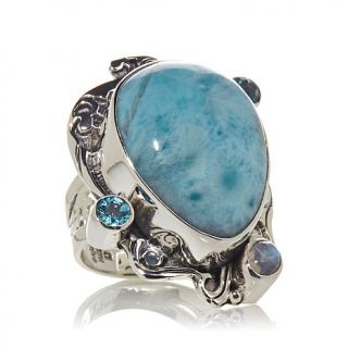 Sajen Silver by Marianna and Richard Jacobs Larimar, Apatite and Moonstone Ring