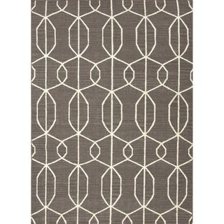 Handmade Flat weave Geometric pattern Gray/ White Area Rug (8 X 10)