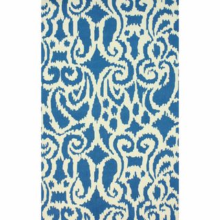 Nuloom Handmade Damask Ikat Blue Wool Rug (6 X 9)