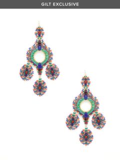 Carnelian & Rainbow Large Chandelier Earrings by Miguel Ases