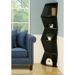 Furniture Of America Hamner 75 inch Black 5 tier Corner Bookcase