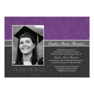 Photo Graduation Announcement Purple Damask