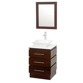 Wyndham Collection Rioni 22.25 in x 20 in Espresso Vessel Single Sink Bathroom Vanity with Glass Top