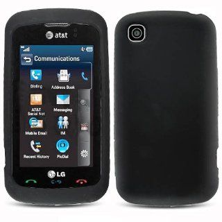 Soft Skin Case Fits LG GT550 Encore Black Skin AT&T Cell Phones & Accessories