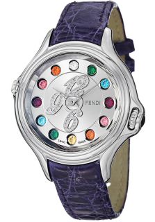 Fendi F104036033D1T02  Watches,Womens Fendi Crazy Carats Silver Dial Purple Crocodile Leather, Dress Fendi Quartz Watches