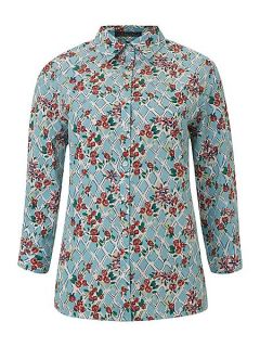 Lands End Patterned 3/4 sleeve non iron shirt Multi Coloured