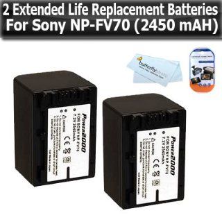 2 Pack Extended Life (2300 mAH) Replacement Battery For Sony NP FV70 DCR SX44 DCR SX63 DCR SX83 DCR SR68 DCR SR88 SONY HDR CX110 HDR CX150 HDR CX300 HDR CX350 HDR CX500V HDR CX550V HDR XR150V HDR XR350V HDR XR550V Camcorders + More  Camera & Photo