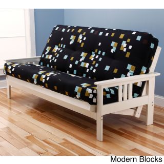 Kodiak Furniture Beli Mont Multi flex Antique White Wood Futon Frame With Innerspring Mattress Black Size Full