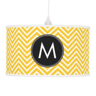 Black and Yellow Chevron Pattern Custom Monogram Ceiling Lamp