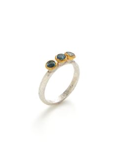 Skittle Blue Topaz Triple Station Ring by Gurhan