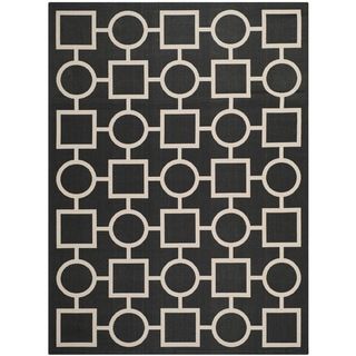 Safavieh Indoor/outdoor Courtyard Black/beige Geometric Rug (4 X 57)