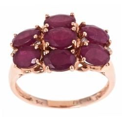 D'Yach 14k Rose Gold Ruby and Diamond Accent Cluster Ring D'Yach Gemstone Rings