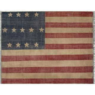 Eorc Hand Knotted American Flag Wool Rug (8 X 10)