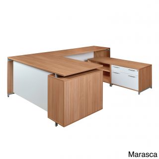 71 inch U desk With Lateral File/ Open Storage Cabinet Low Credenza