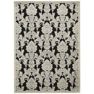 Nourison Hand carved Graphic Illusions Black Acrylic Rug (36 X 56)