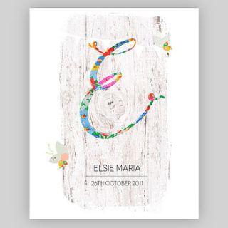 girl's personalised initial blossom print by laura next door
