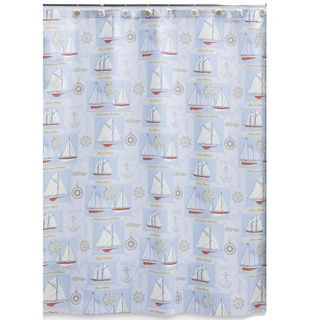 Sailing Cotton Shower Curtain and Hook Set Shower Curtains