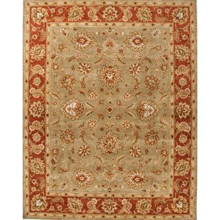 Hand tufted Traditional Oriental Pattern Green Wool Rug (10 X 14)