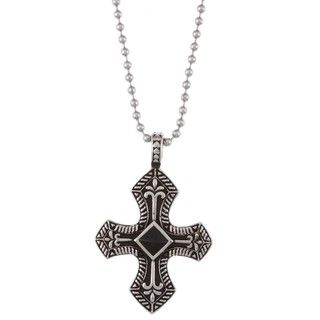 Stainless Steel Men's Onyx Cross Necklace Men's Necklaces